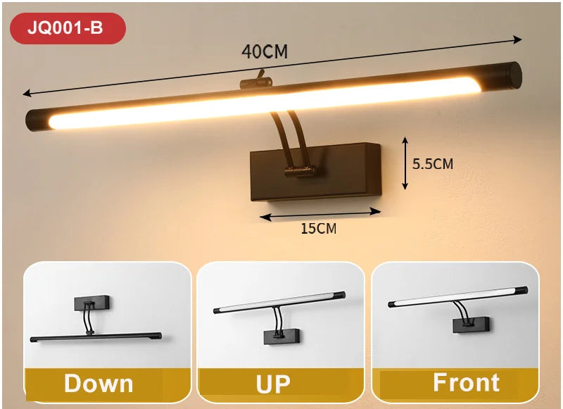Mirror Wall Lamps Bathroom Modern Wall Lights Toilet Wall Mounted Lighting Fixtures Sconces Indoor Bedroom 12W 40 CM