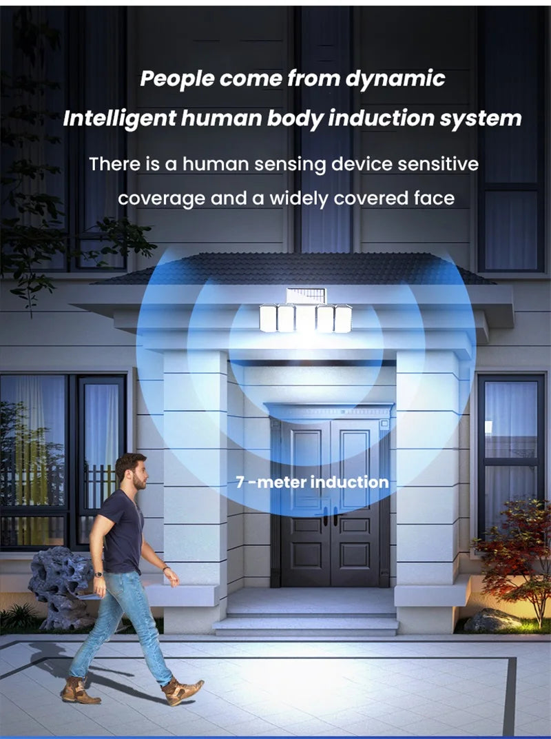 Solar Motion Sensor Lights Outdoor IP65 Waterproof Outdoor Wall Lamp Adjustable Wide Angle Solar GardenSecurity Lighting