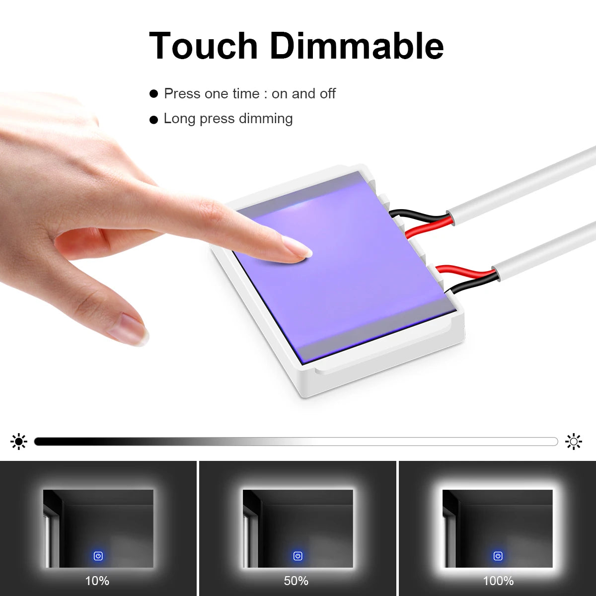 Bathroom Makeup Mirror LED Light Strip 12V Dressing Table Background Lighting Dimmable Touch Sensor LED Vanity Light For Decorat