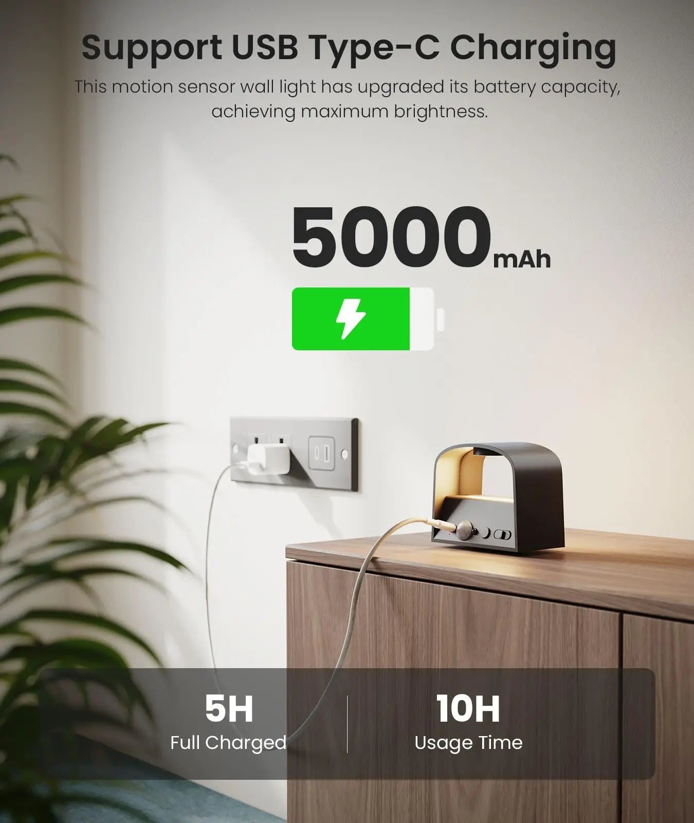 Smart Motion Sensor Wall Light LED Rechargeable Magnetic Night Light LED 3 Colors Dual Control, Timing Setting, Day/Night Mode