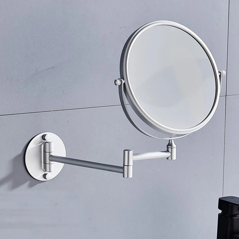 Wall-mounted Bathroom Double-sided Mirror Foldable Bathroom Makeup Mirror Wall Mounted 8 Inch Magnifying Mirror