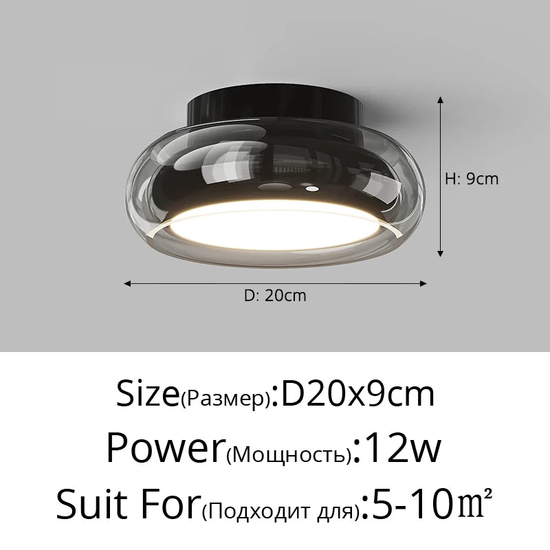 Italian Minimalist Designer Glass Ceiling Light Circular Corridor Lamp Hallway Living Room Dressing Room Lighting Decoration