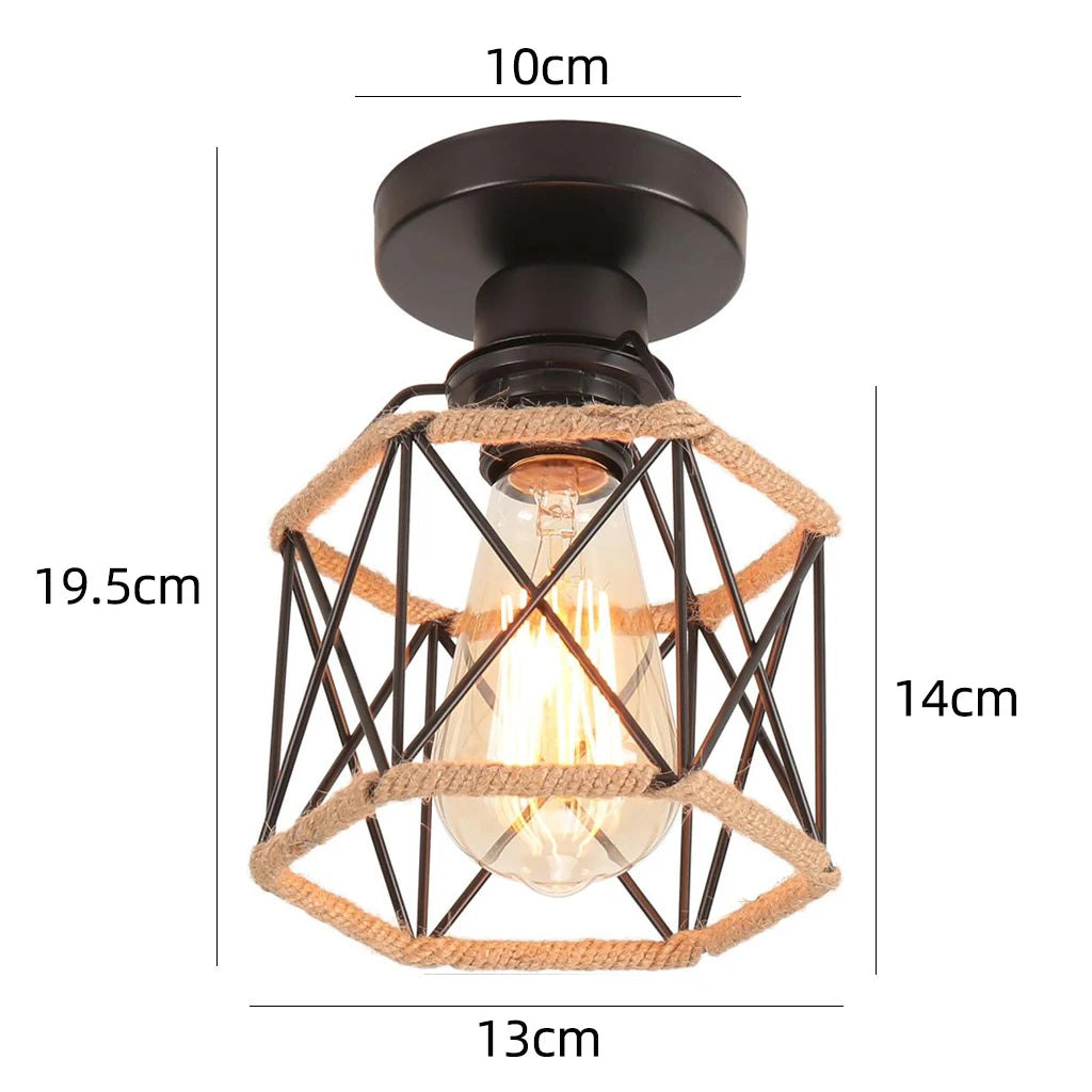 Vintage Industrial Retro Loft Metal Ceiling Lamp Shade Modern Ceiling Light for Aisle Indoor Cage Chandelier Lighting Fixures
