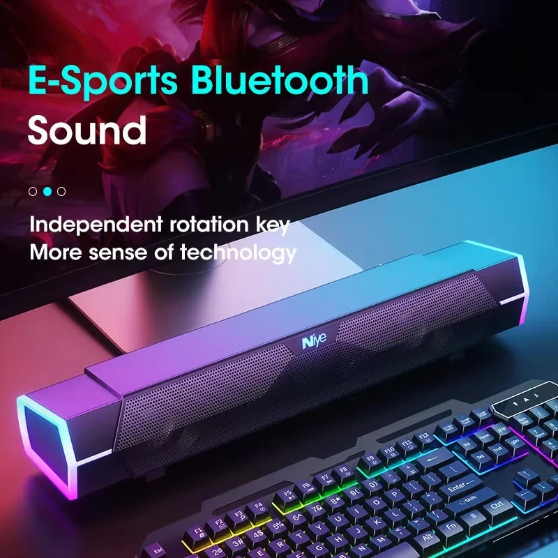 Bluetooth Bar Speaker for Home Audio and Video Wired Wireless 4D Surround Sound Subwoofer RGB Speaker for TV PC