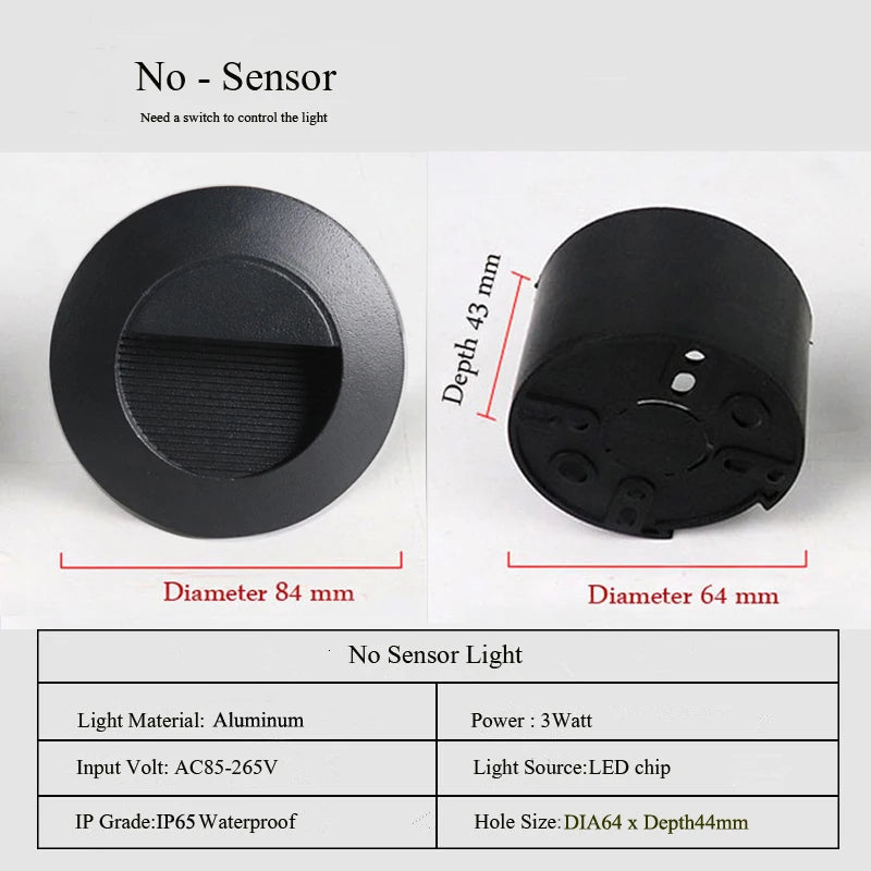 Indoor Outdoor Stair Light 3W Wall Lamp Exterior Sconce Garden Yard Lighting for Balcony Gate Fence Staircase Walkway Waterproof