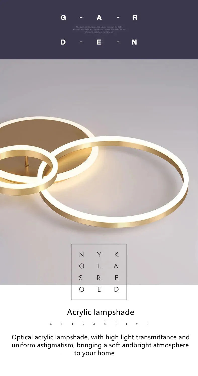 Smart Home Modern Round Design LED Ceiling Chandelier For Living Room Restaurant Bedroom Circle Rings Lighting Fixture Luminaire