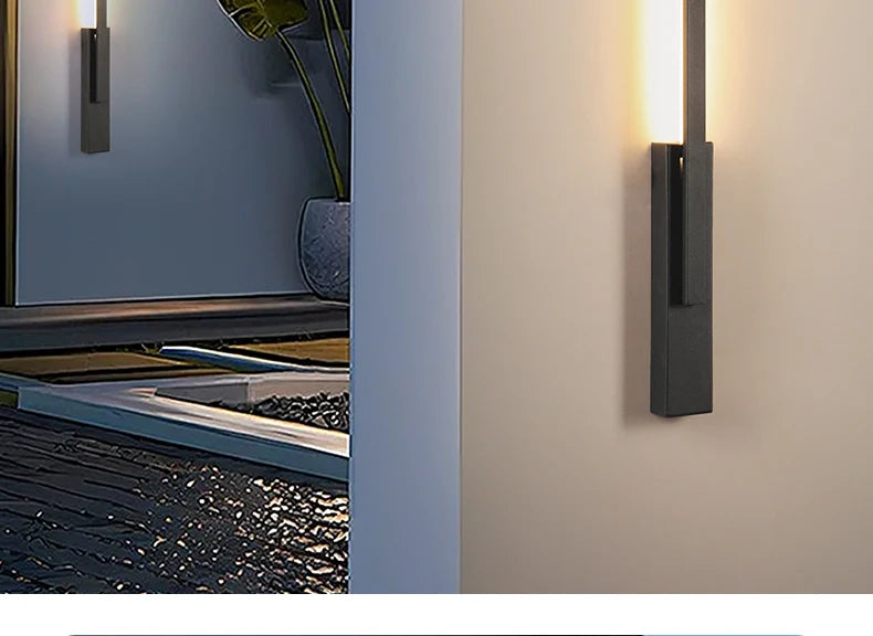 Smart Dimmable Outdoor Wall Light Black Modern LED Lamp IP65 Waterproof via APP Control for Garden Home