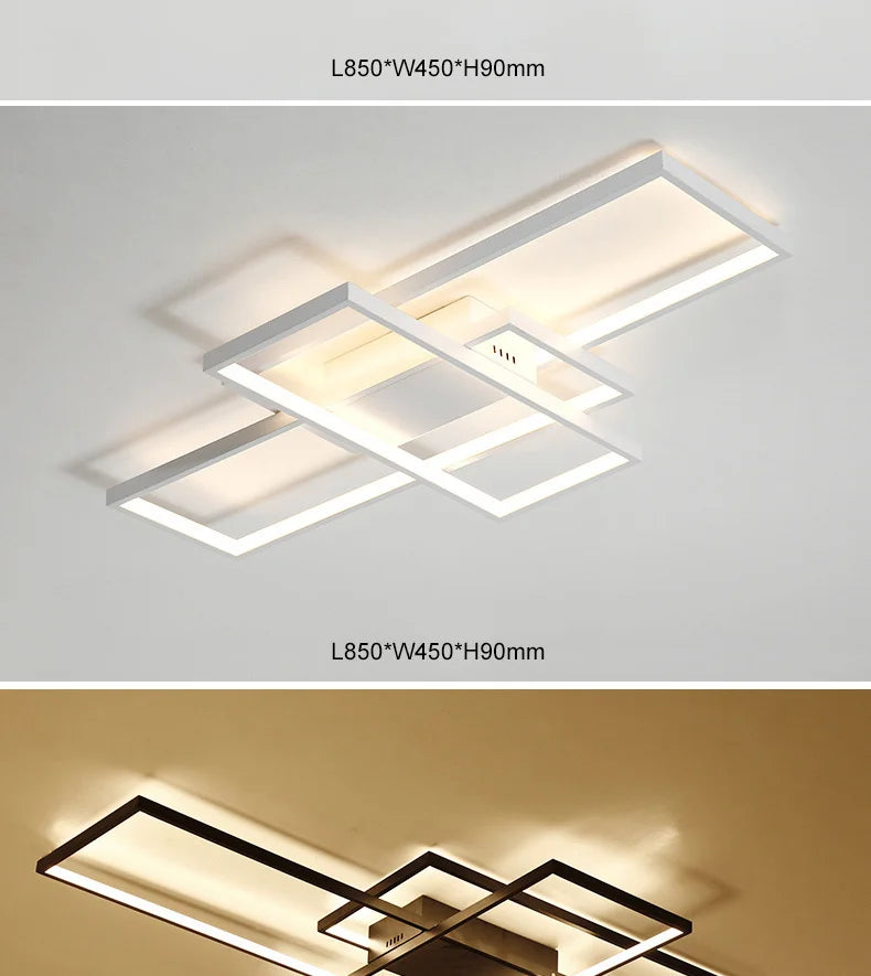 Smart Home Alexa Rectangle Aluminum Modern Led Ceiling Lights For Living Room Bedroom 85-265V White/Black Ceiling Lamp Fixtures