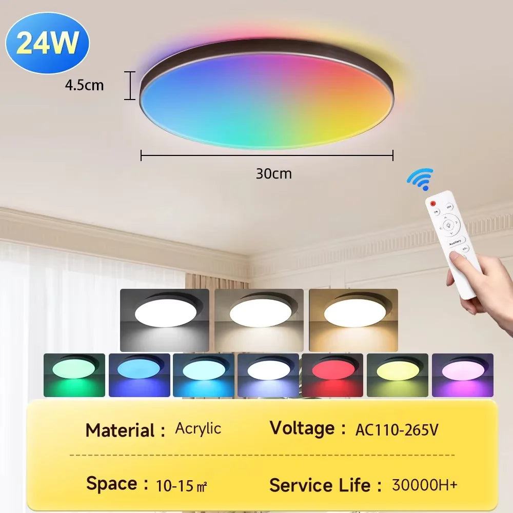 Smart Led Ceiling Light with Remote Control 3 Colors Dimmable Ceiling Lights Ultrathin Panel Lamps Bedroom Kitchen Ceiling Lamp