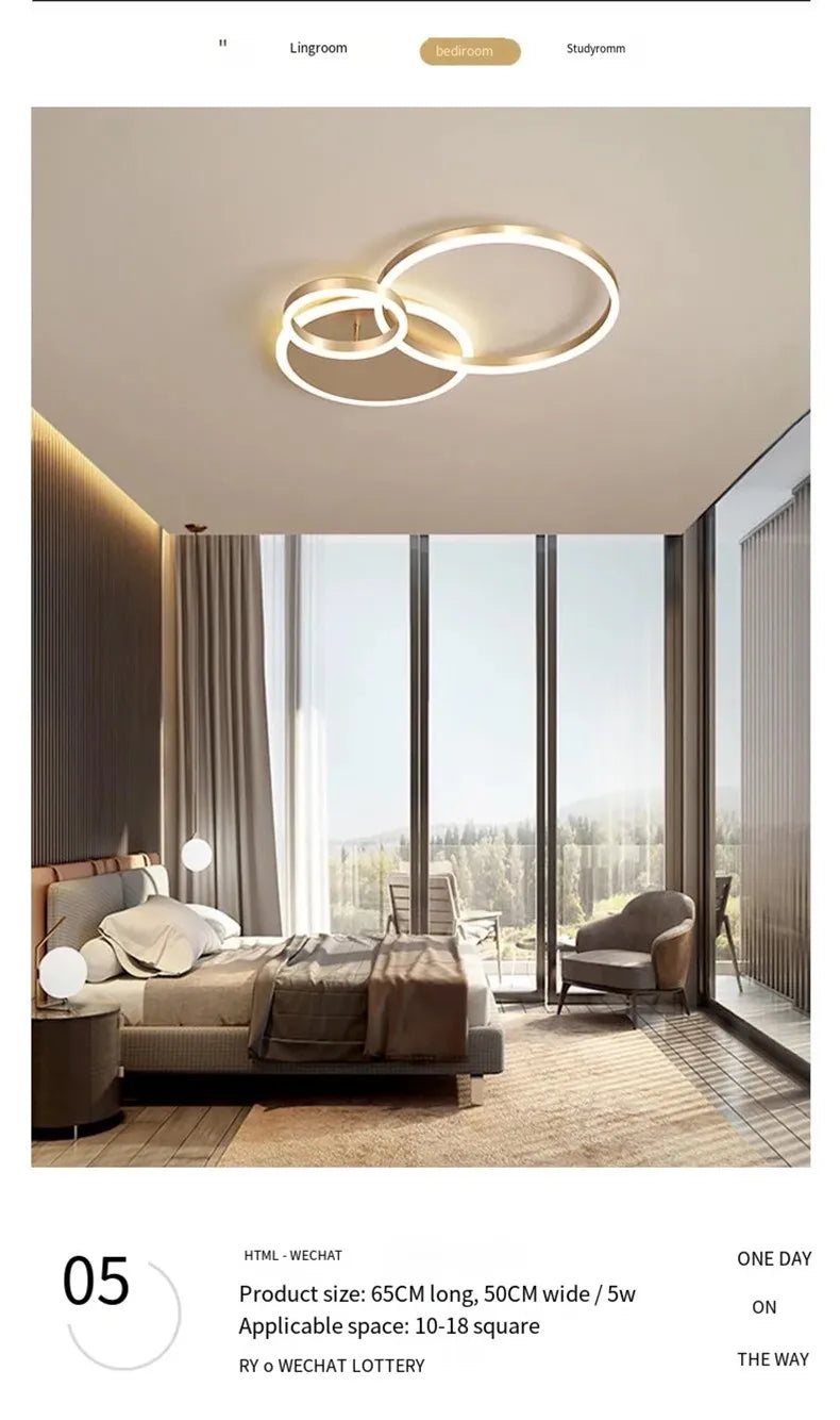 Smart Home Modern Round Design LED Ceiling Chandelier For Living Room Restaurant Bedroom Circle Rings Lighting Fixture Luminaire
