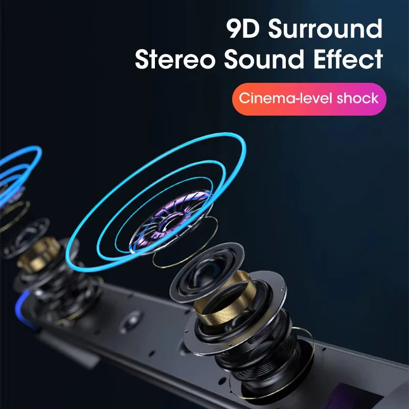 Bluetooth 5.0 Speaker with RGB Luminous Strip Portable Dual Mode USB Wireless 3D Surround Stereo Sound for PC Laptop