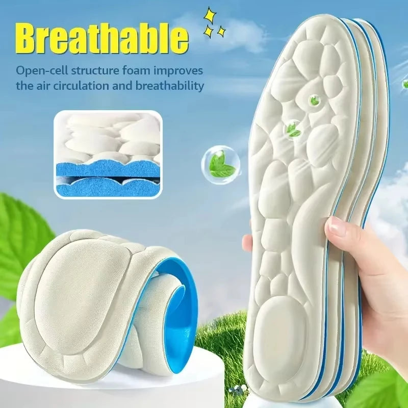 2 Pairs of Sport Insoles Soft Massage Memory Foam Insoles Comfortable Shock Absorption High Elasticity Breathable and Deodorant