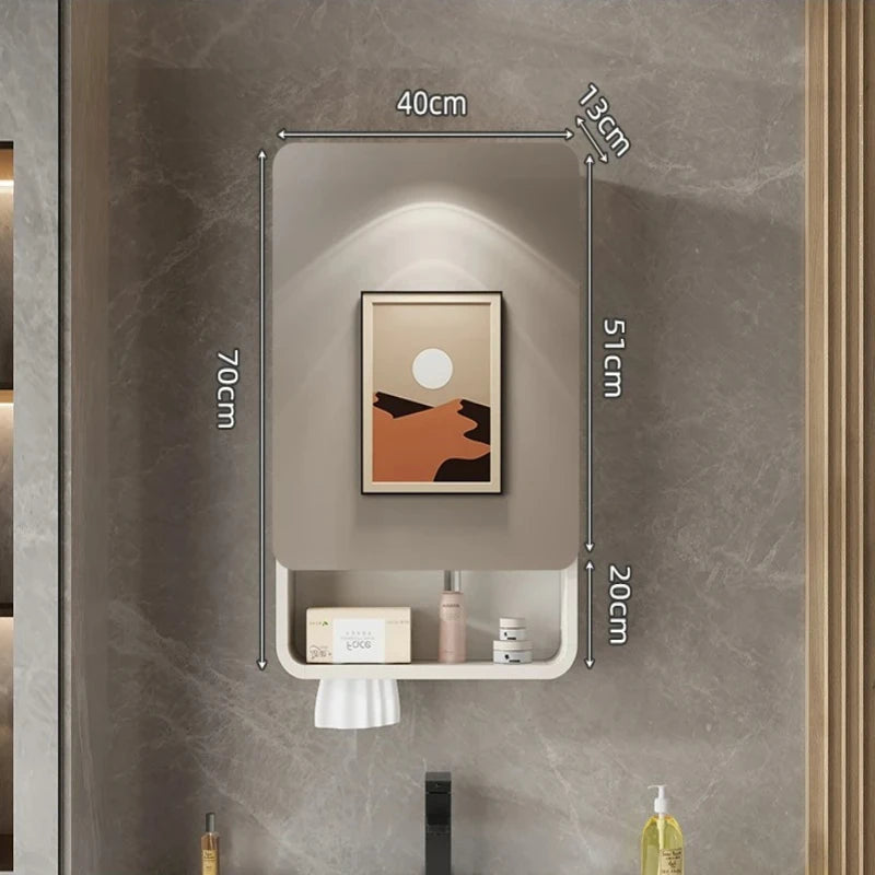 Smart LED Bathroom Mirror Cabinet - Space Aluminum Arc Wall-Mounted Organizer with Lighting Vanity Storage & Anti-Fog Technology
