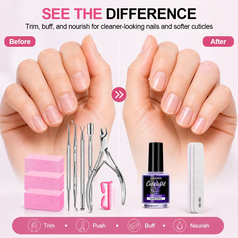 13 Pcs Nail File & Buffer Blocks with Nail Care Kit,Manicure Kit for Women with Milk and Honey Cuticle Oil & Cuticle Trimmer Set