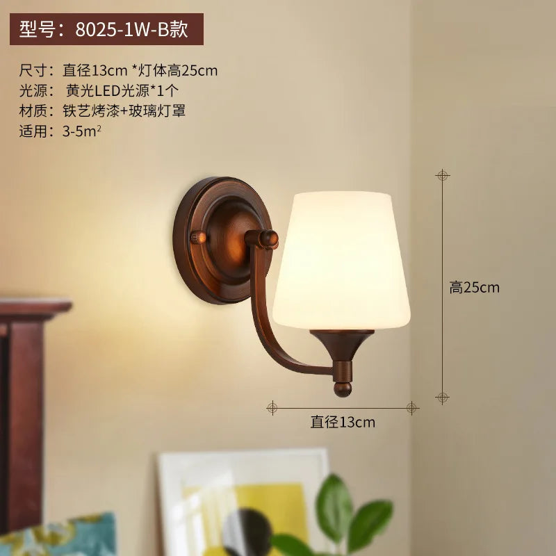 Bathroom Light Lighting with White Frosted Glass Shade, Wall Lamp for Mirror Kitchen Bedroom Living Room Porch