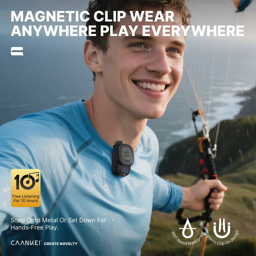 Wearable Bluetooth Speaker IPX7 Waterproof Portable Speakers Outdoor Sport Clip-On Microphone Speaker Calls/Music Mini Sound Box