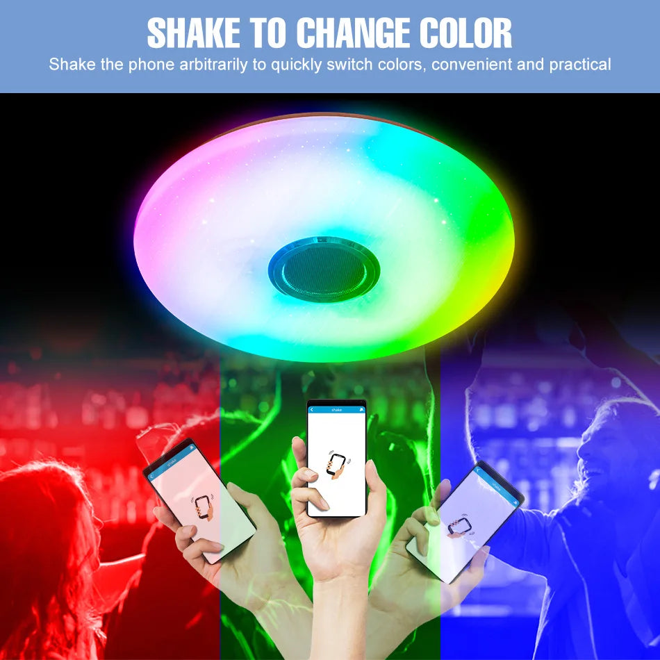 100W RGB Smart Lamp LED Ceiling Lights With Speakers Bluetooth Connection APP Remote Control For Home Bedroom Decoration Party
