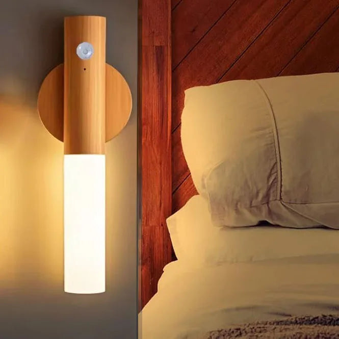 Motion Sensor Night Light USB Rechargeable Magnetic LED Wall Light for Indoor Wooden Wall Lamp Wardrobe Light Corridor Stairs