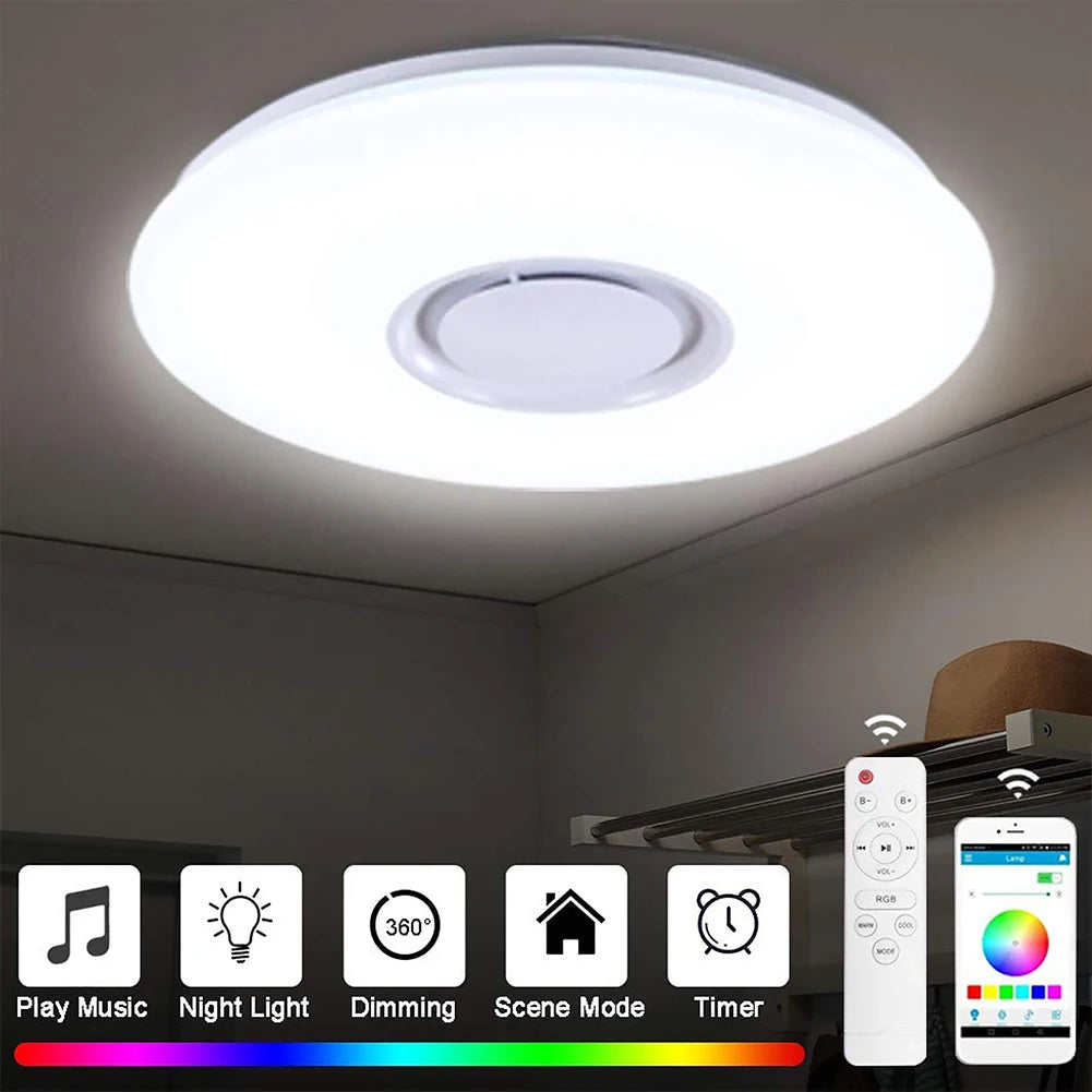 LED Ceiling Light Smart RGB Lighting APP Bluetooth Speaker Music Lamps Dimmable Chandeliers For Home Bedroom with Remote Control