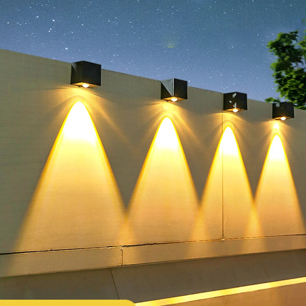Outdoor Solar Wall Lights Square Solar Wireless Wall Sconces Lights IP65 Waterproof Decorative for Garden Yard Patio Fence Decor