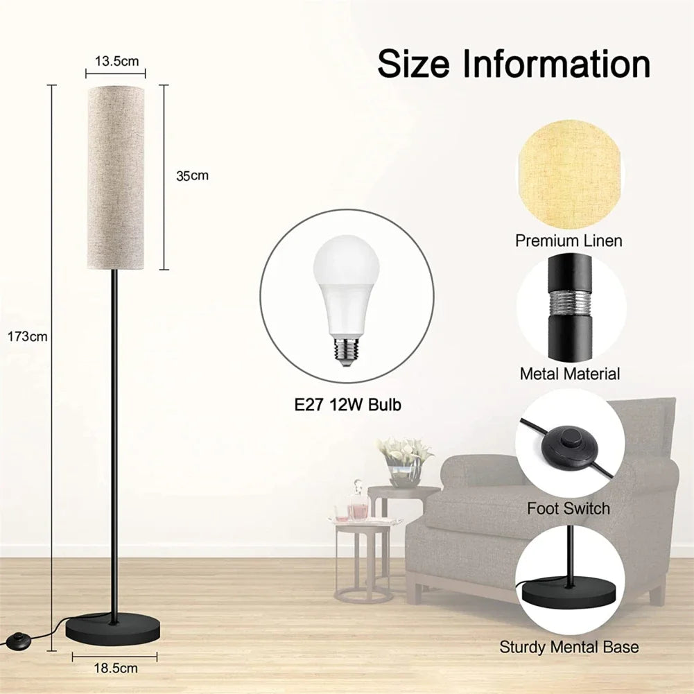 Smart LED Floor Lamp, Dimmable Standing Lamp for Living Room, Bedroom, Gaming ,LED Bulb with Lampshade, Modern Tall Lamp (White)