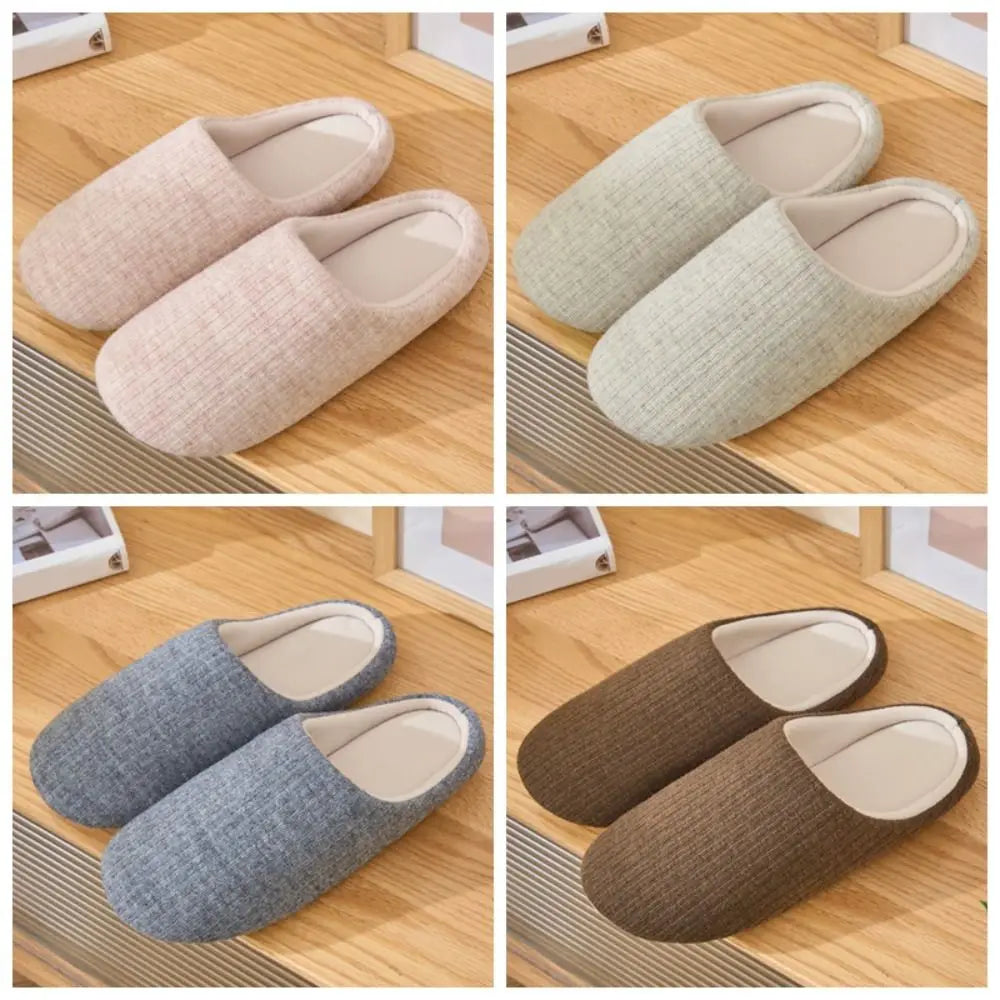 Soft Sole Silent Cotton Slippers Simple Anti-slip Indoor Slippers Women Japanese Style House Shoes Closed-toe slippers Couple
