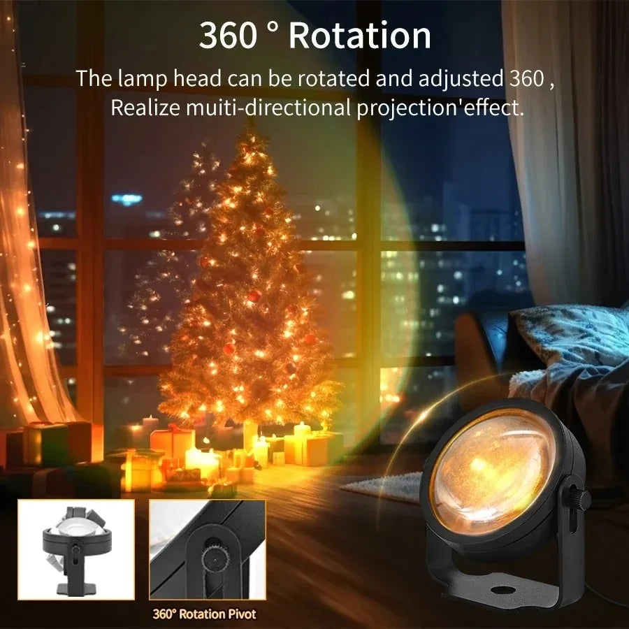 Smart LED Sunset Projector Lamp RGB Dimmable Atmosphere Light Tuya WiFi & IR Remote Control Ambient Lighting for Photography