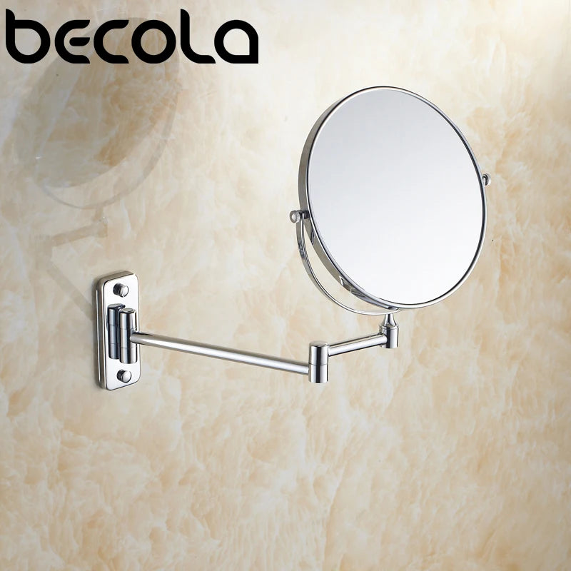 8 Inch Hotel Bathroom Extending Wall Makeup Mirror With 3x Magnification for Cosmetic or Shaving, 360 Swivel Mirrors Chrome