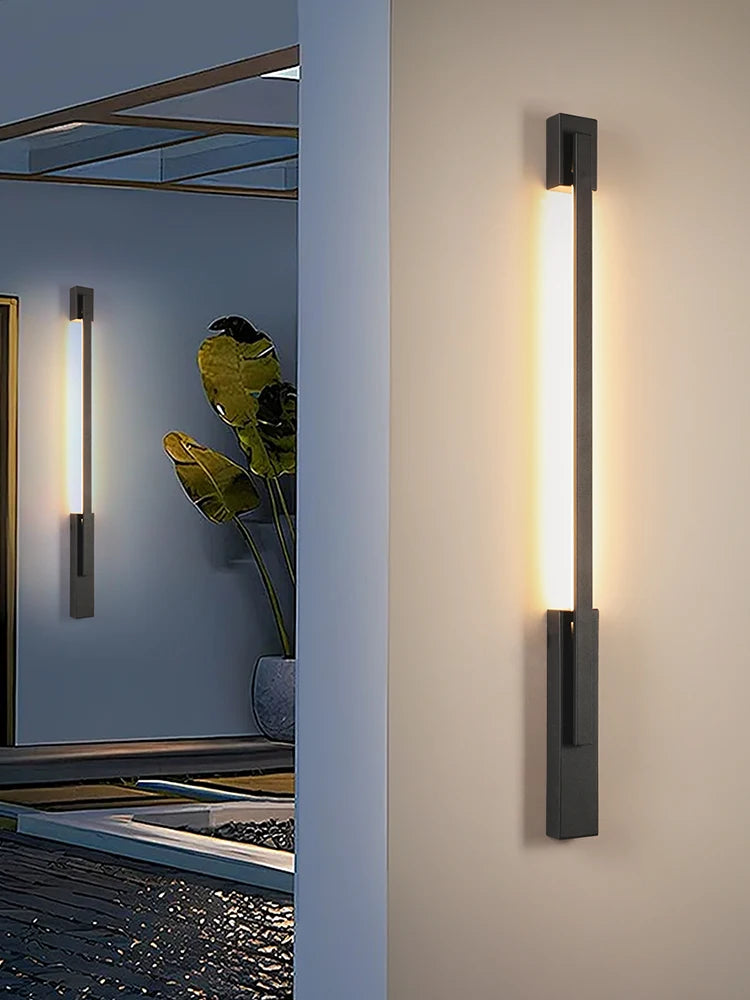 Smart Dimmable Outdoor Wall Light Black Modern LED Lamp IP65 Waterproof via APP Control for Garden Home