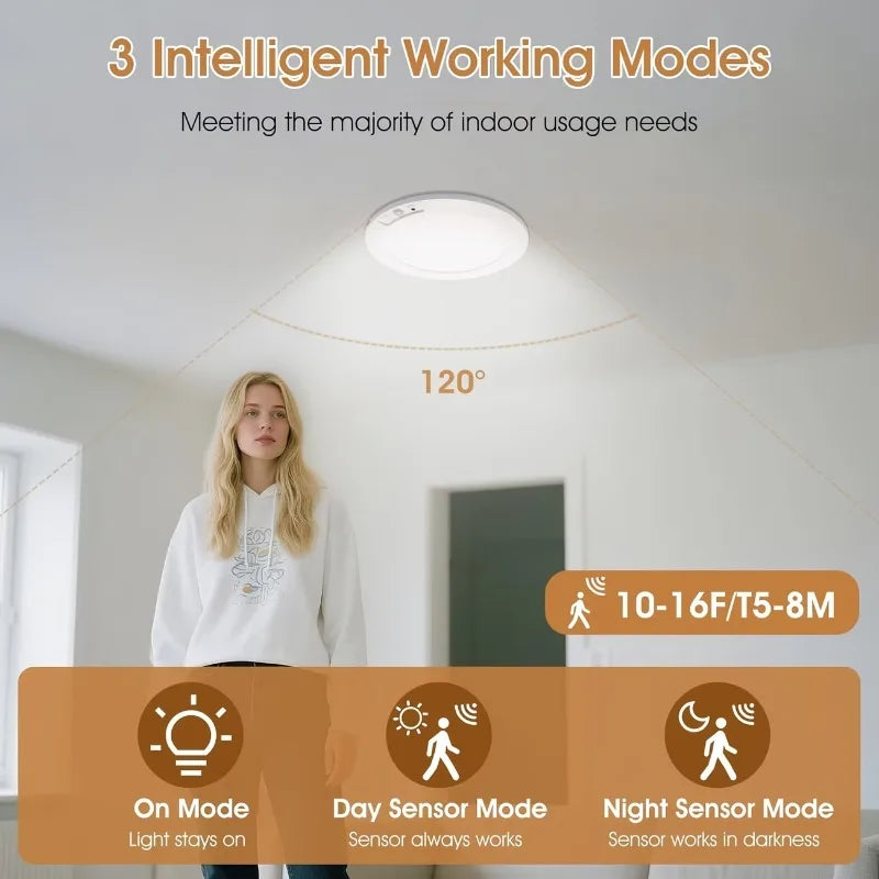 Motion Sensor LED Ceiling Light Rechargeable Remote Control for Hallway Stairs Corridor Indoor Home Wireless Security Light