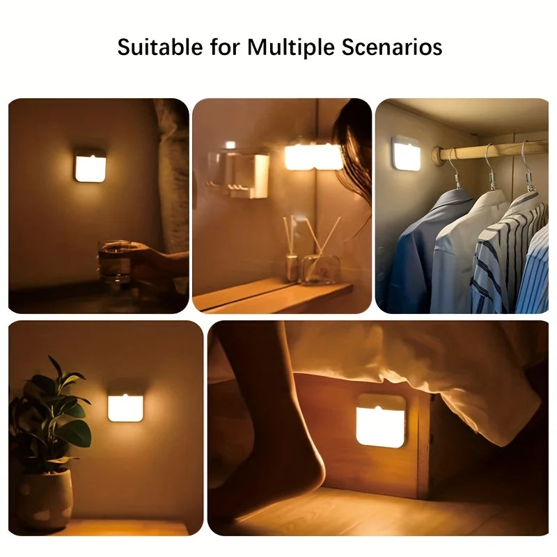 Motion Sensor Light USB Night Light LED Lamp With Switch Rechargeable Inductor Lights For Kitchen Stairs Hallway Closet Bedroom