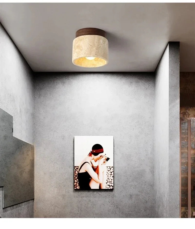 Modern Stone Travertine Ceiling Lamp Bedroom Corridor Flush Mounted Foyer Hallway Staircase Indoor Lighting Fixture Decoration