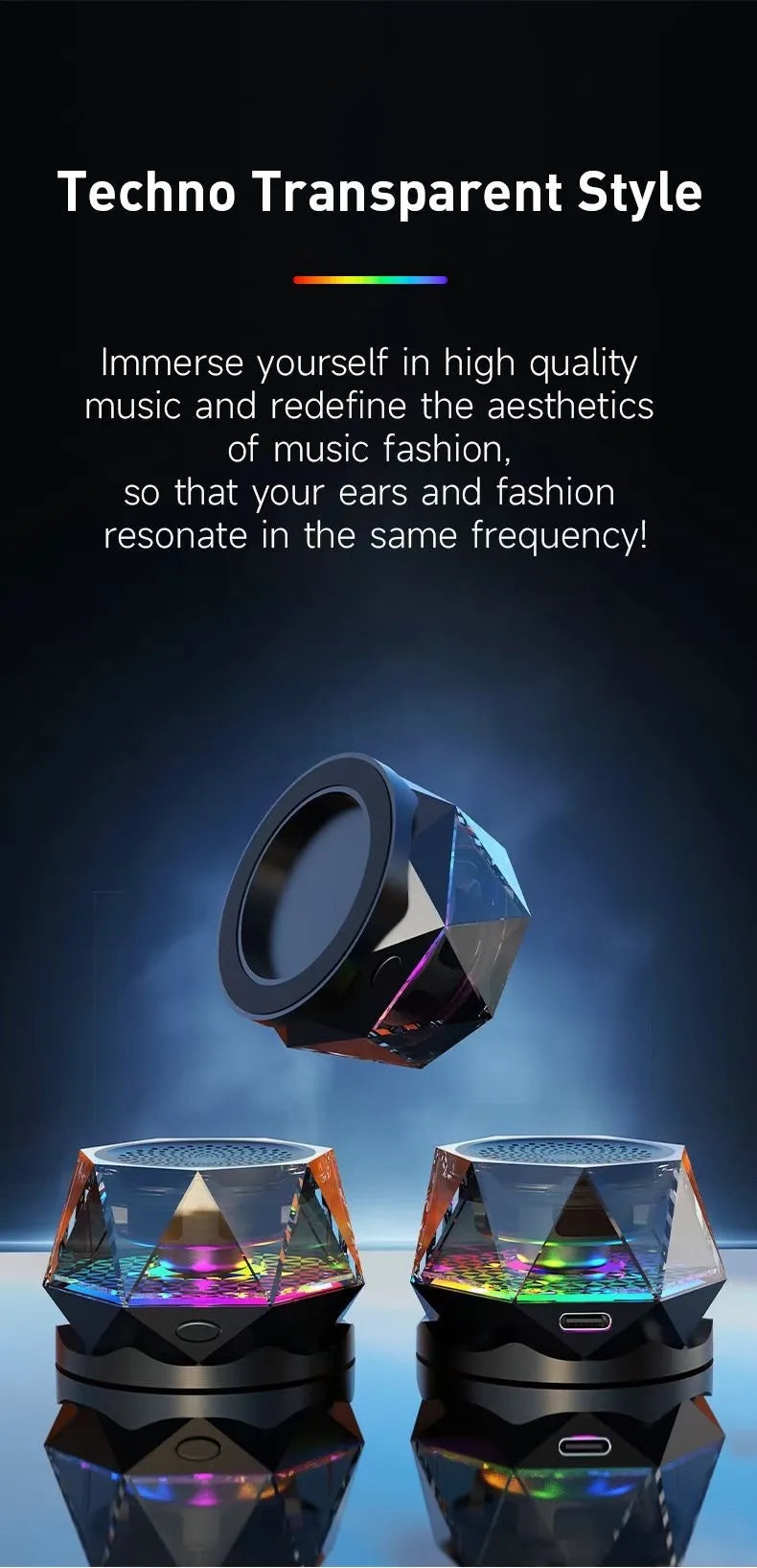 Portable Bluetooth Speakers 5W for Mobile Phone  Multifunctional RGB Led Light Tws Stereo Magnetic Portable Wireless Speaker