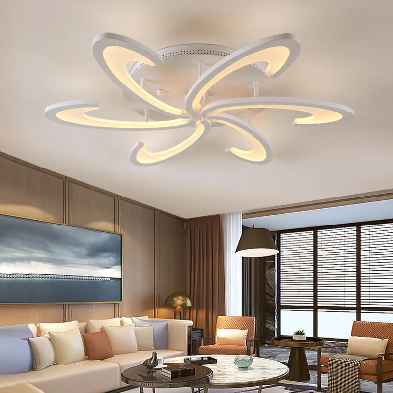Modern Ceiling Lamp Indoor Acrylic Lustre For Bedroom Living Dining Room Kitchen Led Chandelier RC Dimmable Pendant Light Decor