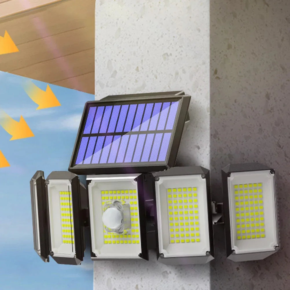 Solar Motion Sensor Lights Outdoor IP65 Waterproof Outdoor Wall Lamp Adjustable Wide Angle Solar GardenSecurity Lighting