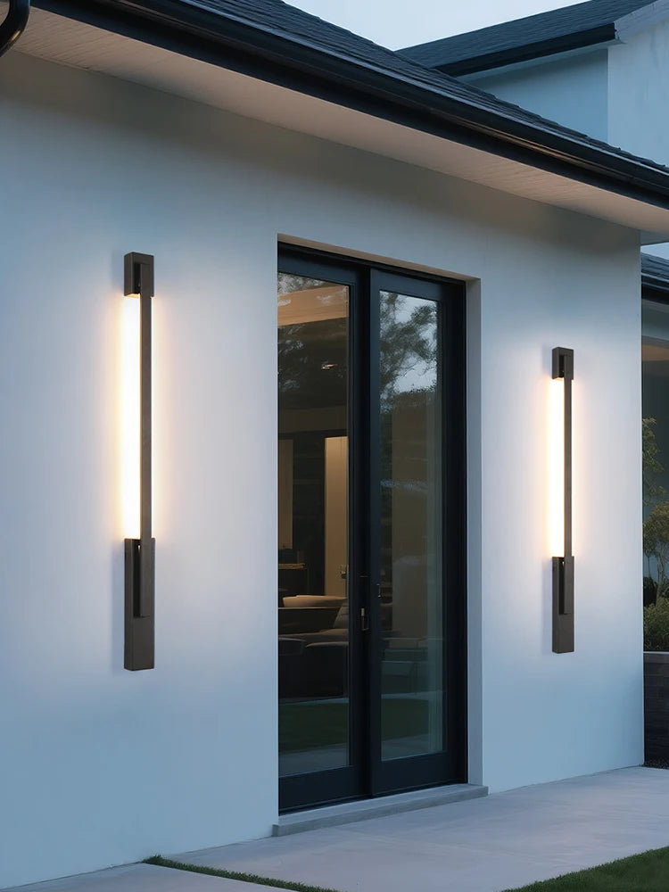 Smart Dimmable Outdoor Wall Light Black Modern LED Lamp IP65 Waterproof via APP Control for Garden Home