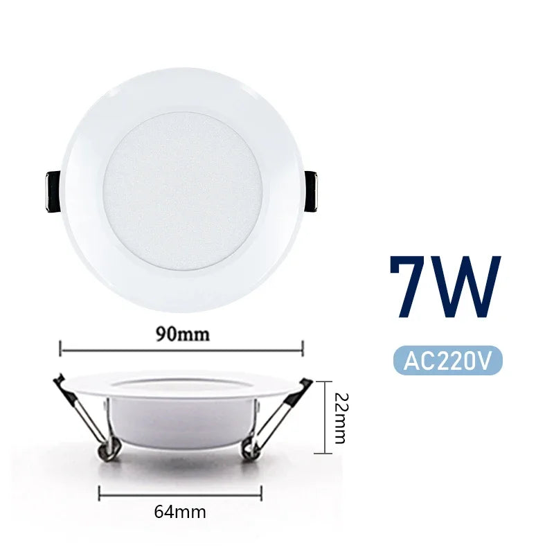 LED Downlight 3W 5W 7W 9W 12W 15W Ceiling Lamp AC 220V Recessed Led Down Light Round Panel Light Spotlight Indoor Lighting