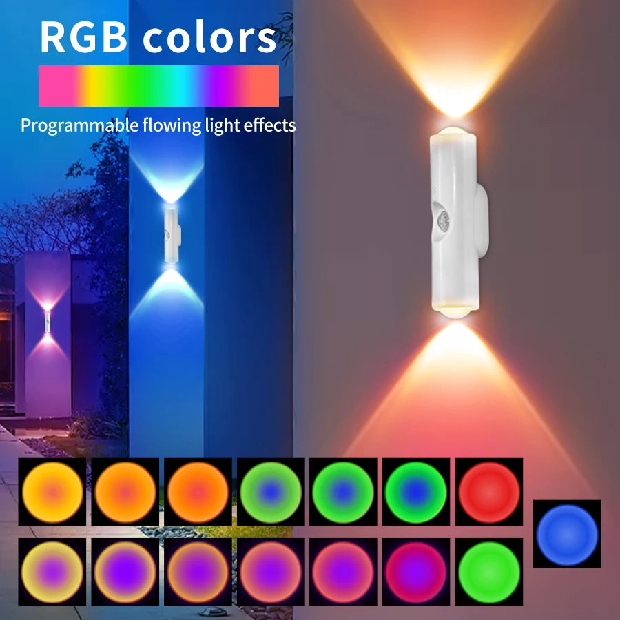 Motion Sensor LED Night Light RGB Tricolor Magnetic Wall Lamp Rechargeable Ambient Lamp for Bedroom Cabinet Hallway Stairs Decor