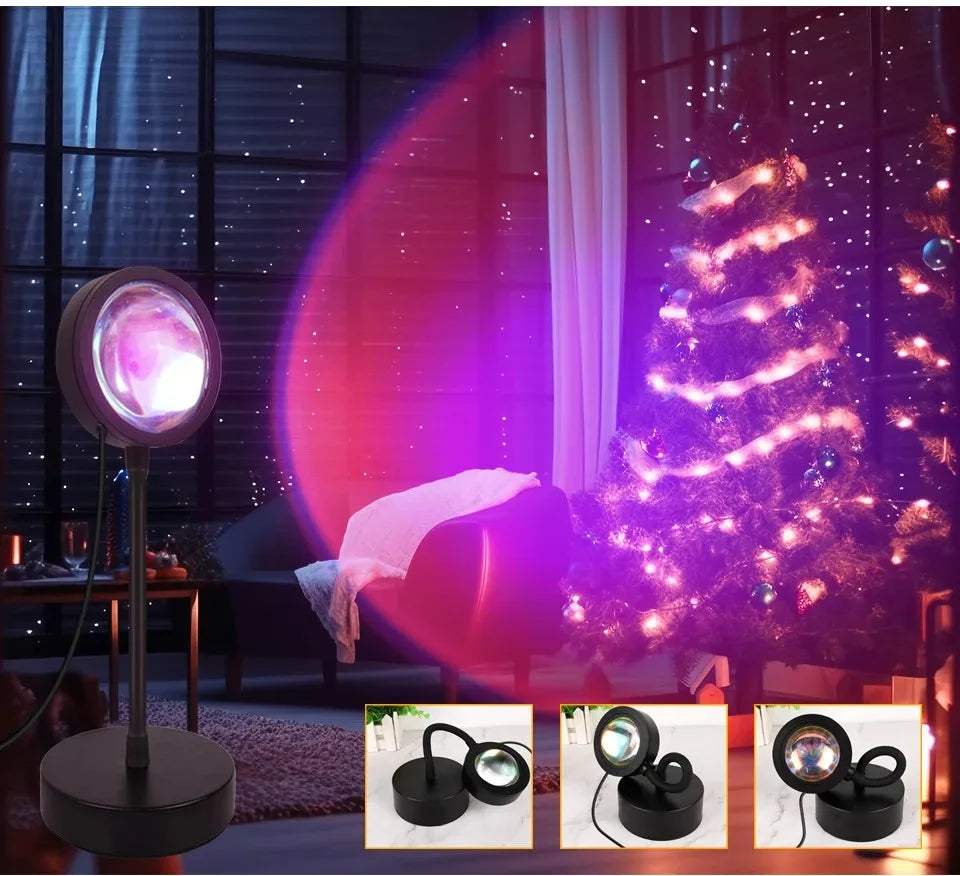 Smart LED Sunset Projector Lamp RGB Dimmable Atmosphere Light Tuya WiFi & IR Remote Control Ambient Lighting for Photography