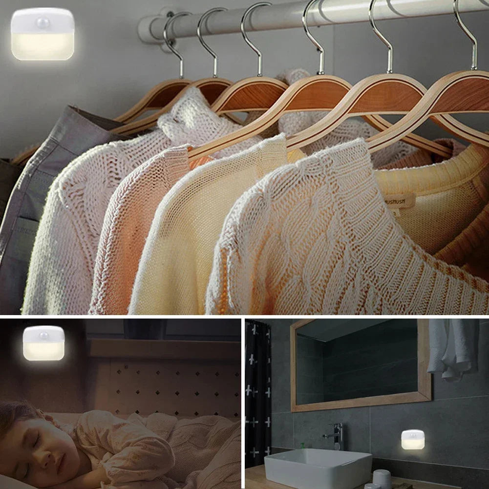 Motion Sensor Smart Led Night Light, Square Lens Eye Protection Bedside Lamp,for Wardrobe,Living Room,Bedroom,Staircase,Camping