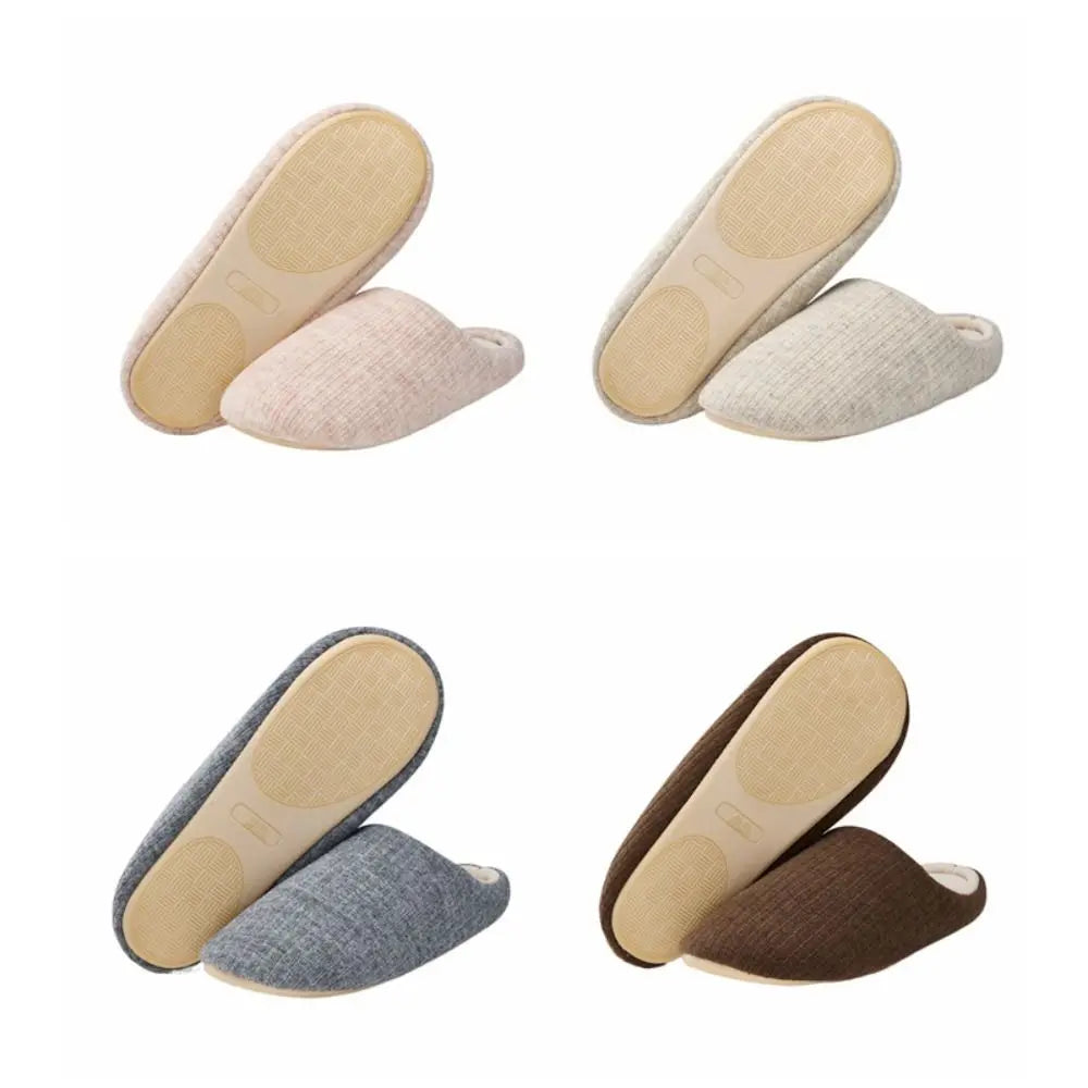 Soft Sole Silent Cotton Slippers Simple Anti-slip Indoor Slippers Women Japanese Style House Shoes Closed-toe slippers Couple