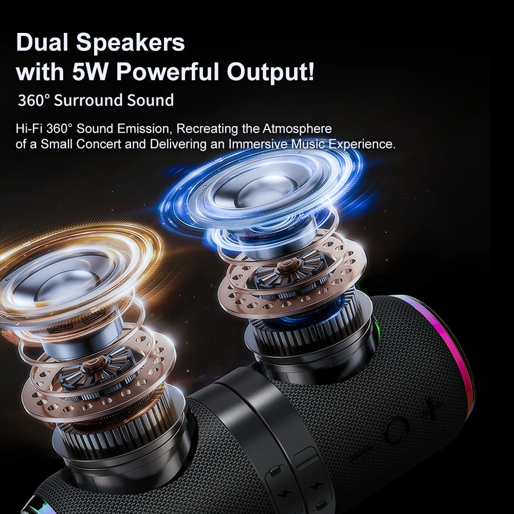 2 In 1 Magnetic Bluetooth Speaker With Dual Speakers RGB Light Portable Wireless Speaker TWS Surround Sound 2000mAh BT5.4 TF/FM