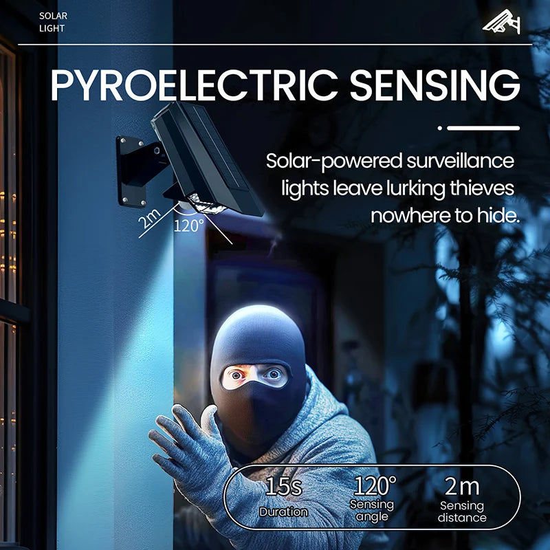Motion Sensor Outdoor Lights Solar Security Lamp LED Solar Monitoring Design Surveillance-Style Outdoor Lamp for Garden Yard