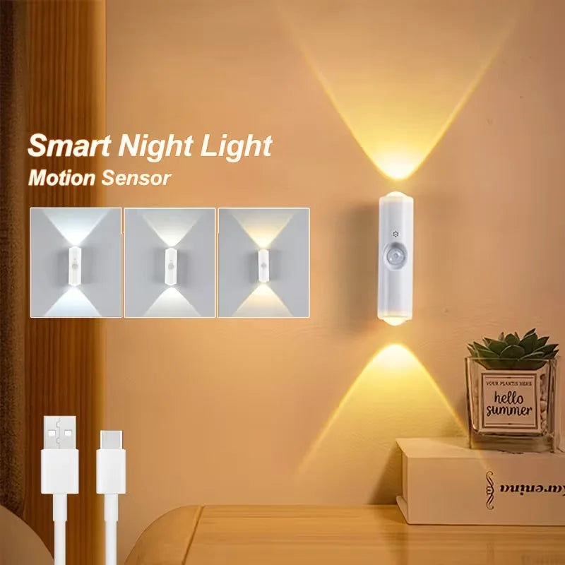 Motion Sensor Smart LED Light Bar - Wall-Mounted Dimmable USB Lighting for Stairs Hallway Bedroom Home Use