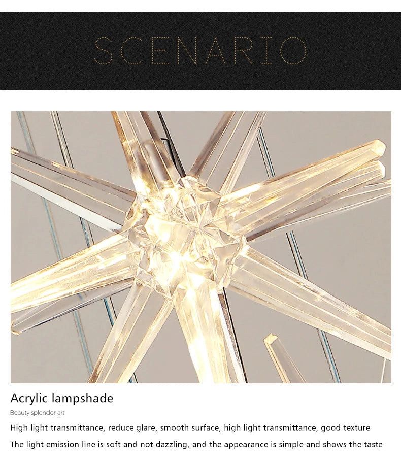 Lustre Attic Kitchen Hotel Led Ceiling Chandelier for Dining Decor Living Room Lamps Modern Meteor Shower Indoor Pendant Light