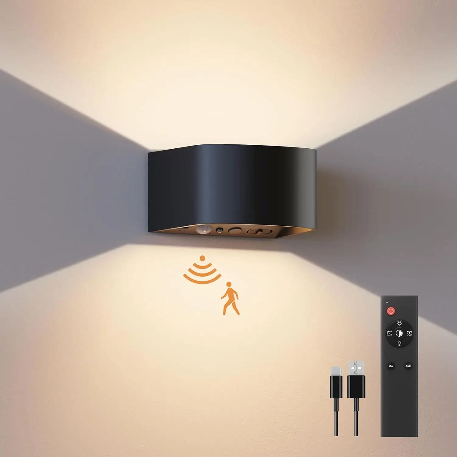 Smart Motion Sensor Wall Light LED Rechargeable Magnetic Night Light LED 3 Colors Dual Control, Timing Setting, Day/Night Mode