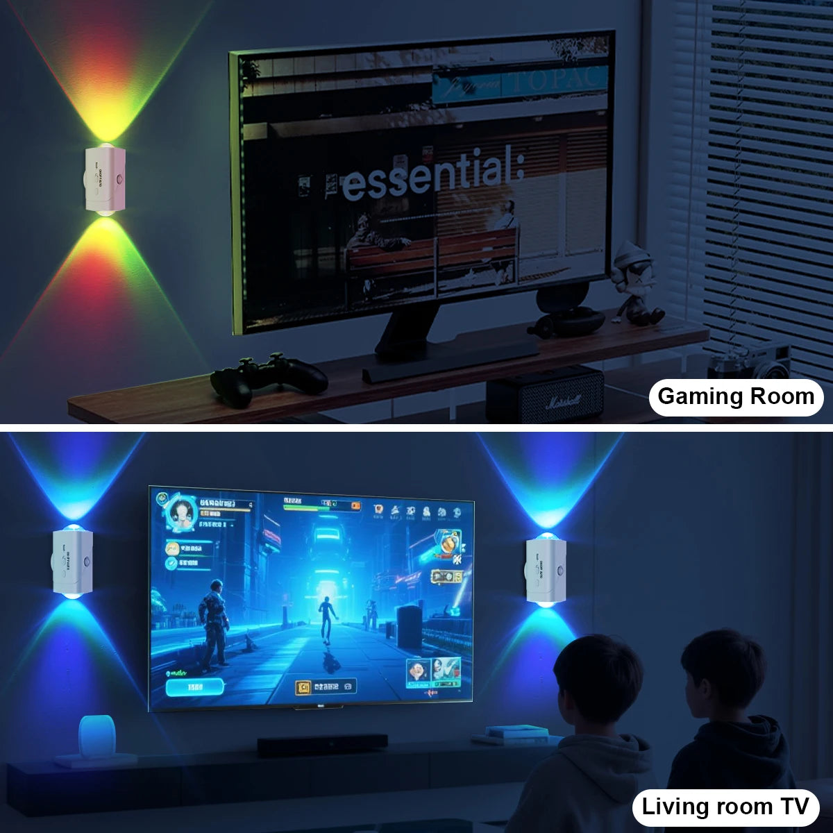 Smart Dual Sensor Night Light, 8 Lighting Modes RGB Ambient Lamp with Magnetic Installation for Home Decor Hallway Stairs