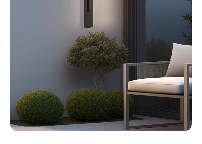 Smart Dimmable Outdoor Wall Light Black Modern LED Lamp IP65 Waterproof via APP Control for Garden Home
