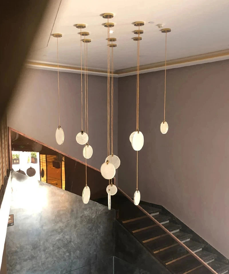 Modern Decorative Lighting Attic Lobby LED Chandelier Luxury Living Room Staircase Marble Pendant Light Villa Ceiling Chandelier