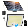 B84B-Motion Sensor Security Lamp With Remote Control, LED Solar Outdoor Light-Bright White Waterproof, 3 Modes 2-In-1 Floodlight